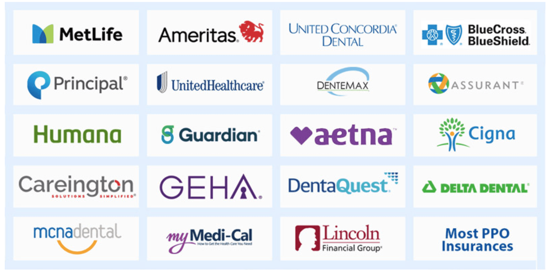 Accepted dental insurance logos
