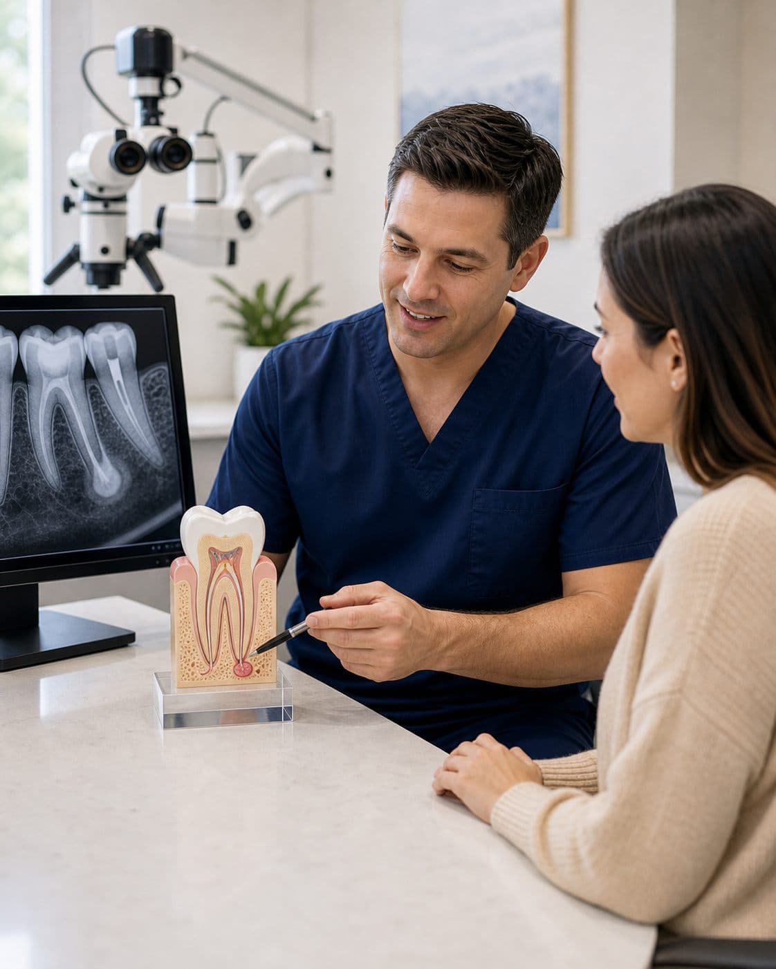 Apicoectomy consultation using a root-tip anatomy model at Biologic Endodontics